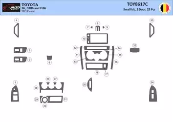 Toyota 86 2017-2021 3D Interior Dashboard Trim Kit Dash Trim Dekor 36-Parts