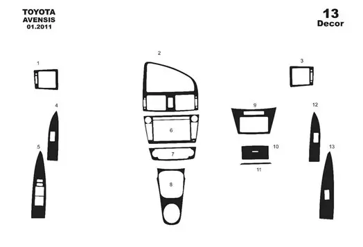 Toyota Avensis 2011 Kit la décoration du tableau de bord 13-Pièce - 1 - habillage decor de tableau de bord