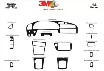 Toyota Camry 91-11.97 Mittelkonsole Armaturendekor Cockpit Dekor 14-Teilige - 2- Cockpit Dekor Innenraum