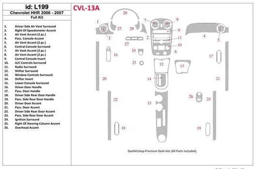 Chevrolet HHR 2006-2007 Full Set BD Interieur Dashboard Bekleding Volhouder