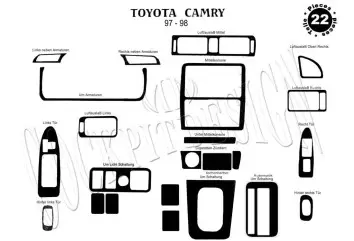 Toyota Camry 12.97-12.99 3M 3D Interior Dashboard Trim Kit Dash Trim Dekor 24-Parts