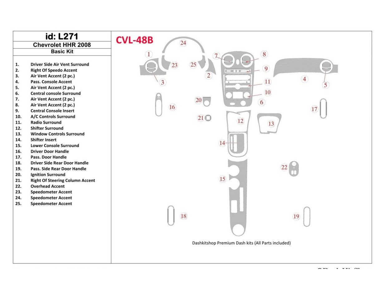 Chevrolet HHR 2008-2008 Grundset BD innenausstattung armaturendekor cockpit dekor - 1- Cockpit Dekor Innenraum