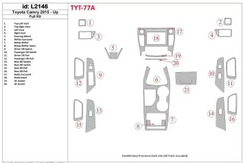 Toyota Camry 2015-UP Full Set BD Interieur Dashboard Bekleding Volhouder