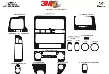 Toyota Carina E 01.95 - 01.98 Kit Rivestimento Cruscotto all'interno del veicolo Cruscotti personalizzati 14-Decori