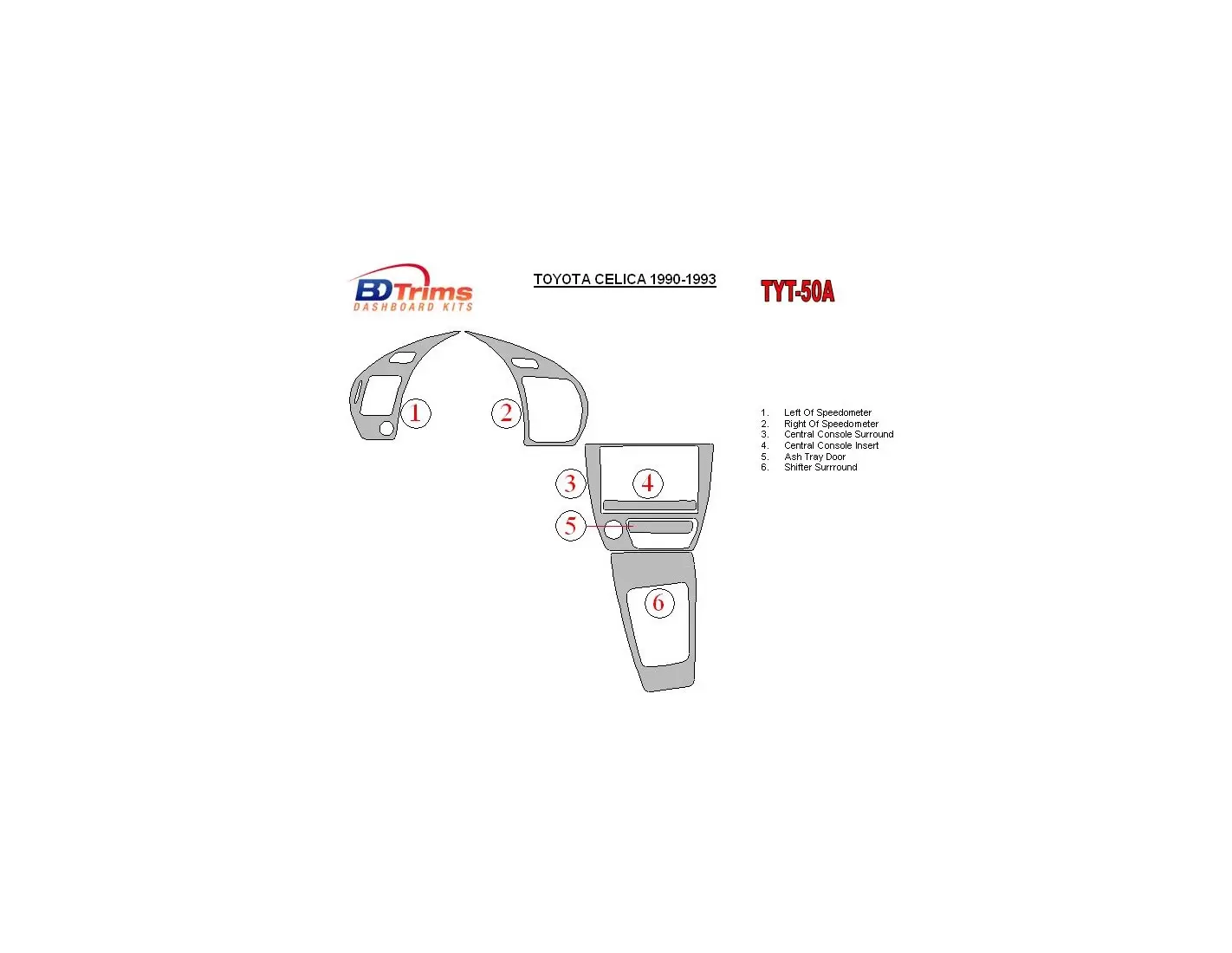 Toyota Celica 1990-1993 Full Set BD Interieur Dashboard Bekleding Volhouder