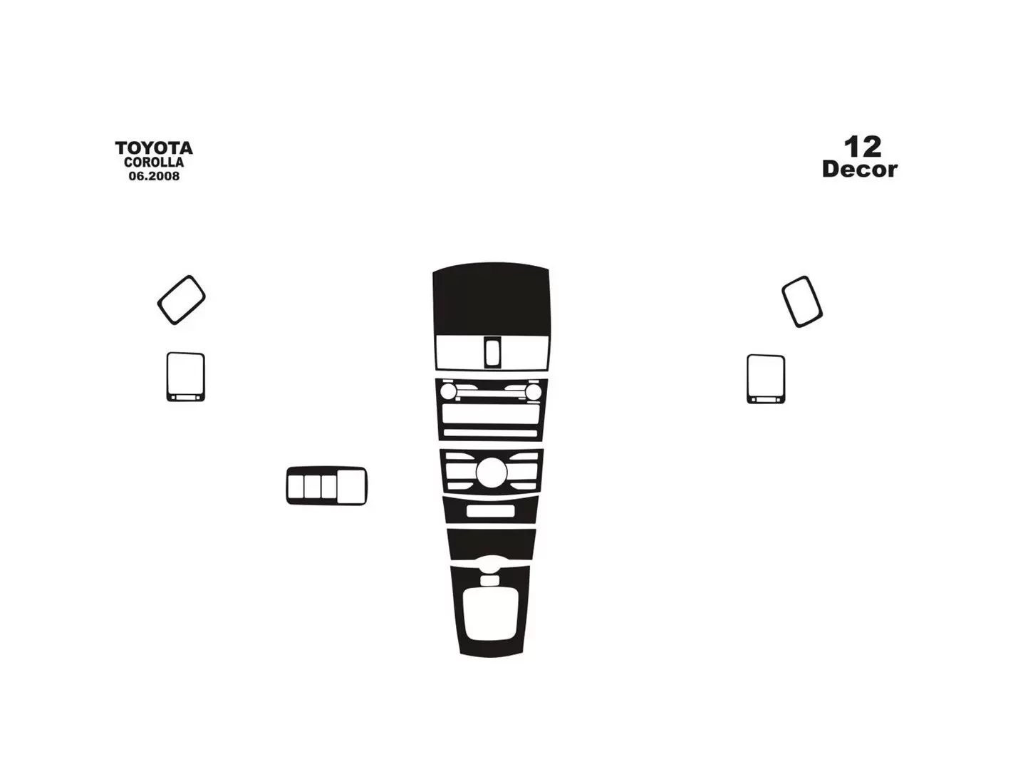 Toyota Corolla E150 2006-2012 Mittelkonsole Armaturendekor Cockpit Dekor 11-Teile - 1- Cockpit Dekor Innenraum