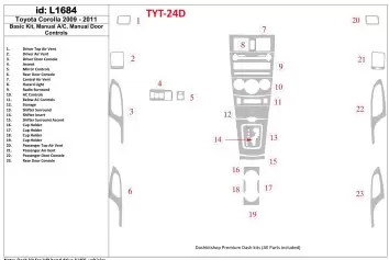 Toyota Corolla 2009-UP Basic Set, Manual Gearbox Doors Controls BD Interieur Dashboard Bekleding Volhouder