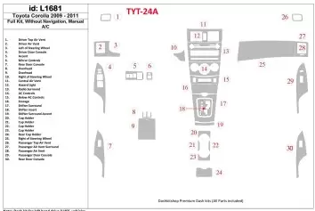 Toyota Corolla 2009-UP Full Set, Without NAVI Cruscotto BD Rivestimenti interni