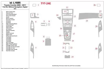 Toyota Corolla 2009-UP Full Set, Without NAVI, Automatic AC BD Interieur Dashboard Bekleding Volhouder