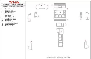 Toyota FJ Cruiser 2007-UP Basic Set, Automatic Gear Interior BD Dash Trim Kit