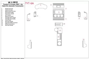 Toyota FJ Cruiser 2007-UP Basic Set, Automatic Gear BD Interieur Dashboard Bekleding Volhouder