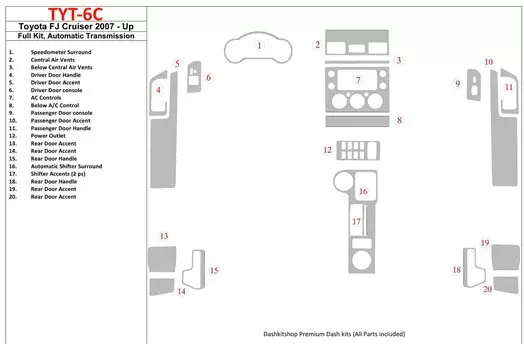 Toyota FJ Cruiser 2007-UP Ensemble Complet, Boîte automatique BD Kit la décoration du tableau de bord - 1 - habillage decor de t