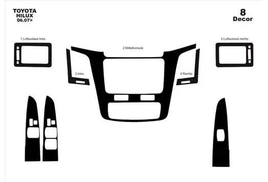 Toyota Hilux MK7 2004–2015 DIGI 3D Inleg dashboard Interieurset aansluitend en pasgemaakt op he 8 -Teile