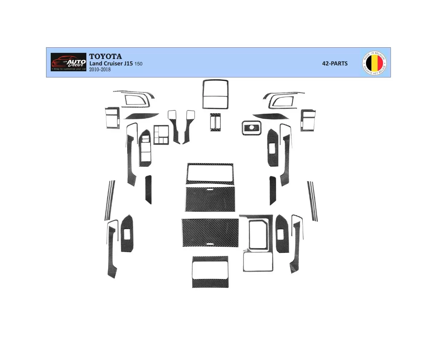 Toyota Land Cruiser Prado 150 2009-2014 BD Kit la décoration du tableau de bord - 1 - habillage decor de tableau de bord