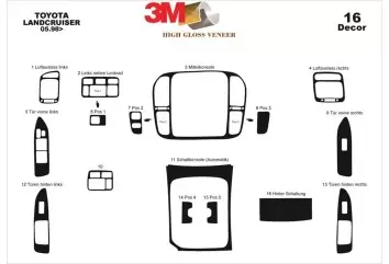 Toyota Landcruiser 05.98 - 12.03 Kit Rivestimento Cruscotto all'interno del veicolo Cruscotti personalizzati 16-Decori