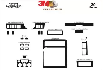 Toyota Landcruiser07.96 - 04.98 3D Inleg dashboard Interieurset aansluitend en pasgemaakt op he 20 -Teile