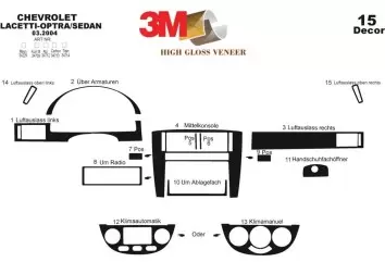 Chevrolet Lacetti Sedan 03.2004 3D Inleg dashboard Interieurset aansluitend en pasgemaakt op he 15 -Teile