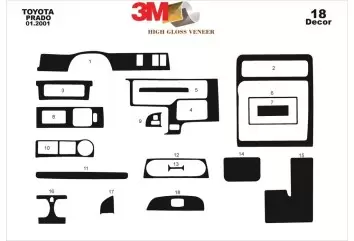 Toyota Prado 01.01 - 12.02 3D Inleg dashboard Interieurset aansluitend en pasgemaakt op he 18 -Teile