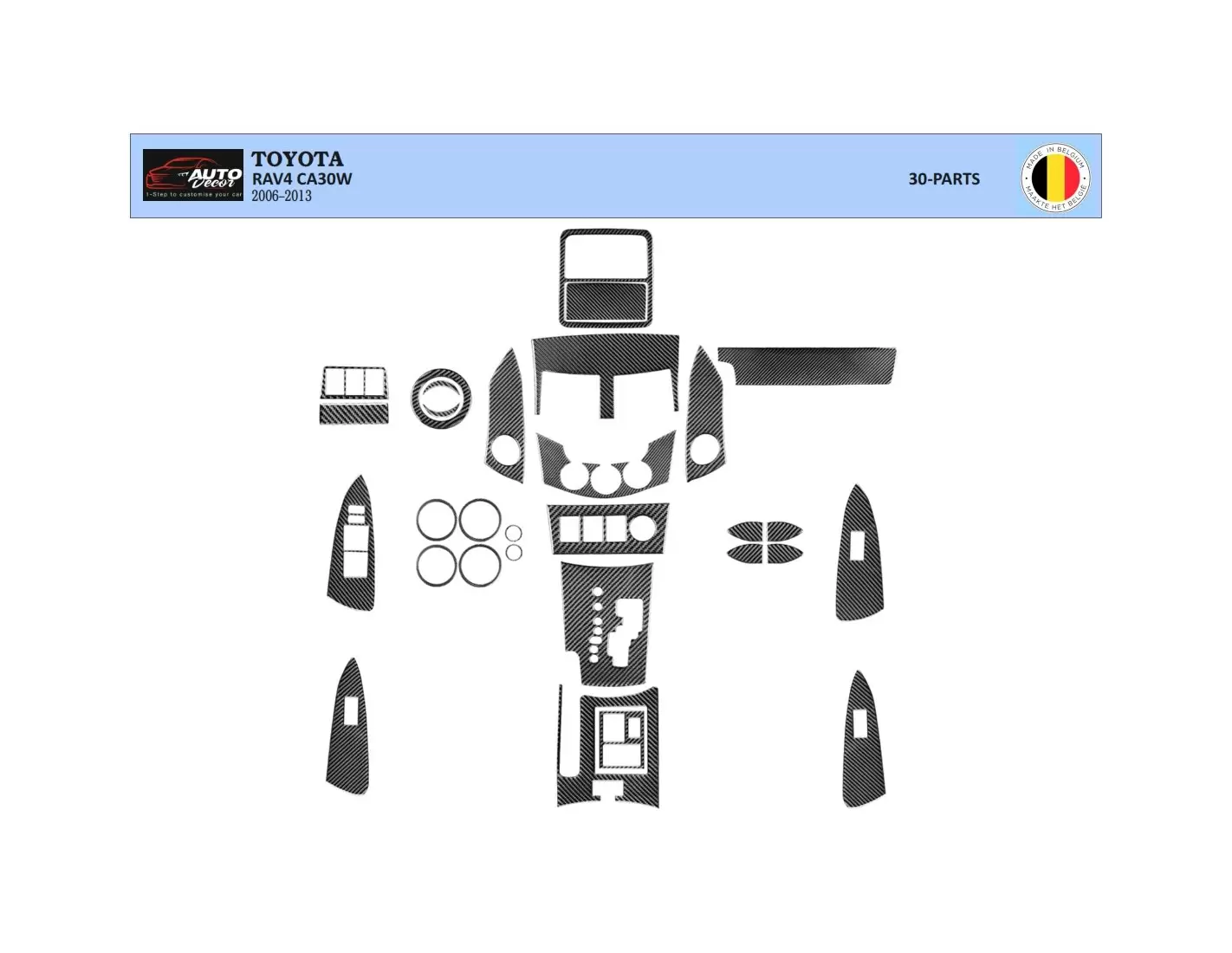 Toyota Rav 4 XA30 2006–2012 3D Inleg dashboard Interieurset aansluitend en pasgemaakt op he 61-Teile