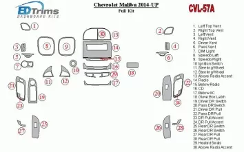 Chevrolet Malibu 2014-2016 Full Set Cruscotto BD Rivestimenti interni