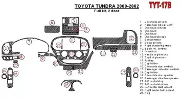 Toyota Tundra 2000-2002 2 Doors, Full Set, 25 Parts set BD Interieur Dashboard Bekleding Volhouder
