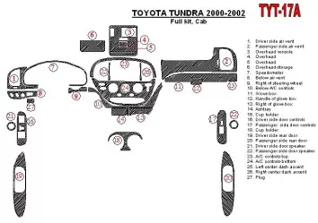 Toyota Tundra 2000-2002 4 Doors, Full Set, 27 Parts set BD Interieur Dashboard Bekleding Volhouder