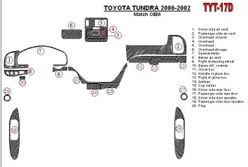 Toyota Tundra 2000-2002 4 Doors, OEM Compliance, 20 Parts set BD Interieur Dashboard Bekleding Volhouder