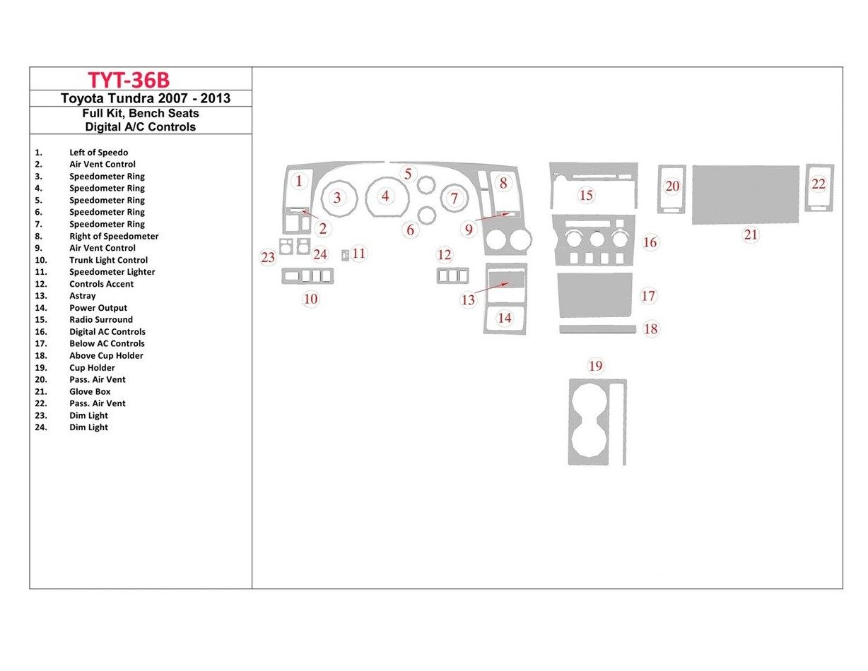 Toyota Tundra 2007-UP Voll Satz, Bucket Seats, Automatic AC Control BD innenausstattung armaturendekor cockpit dekor - 1- Cockpi