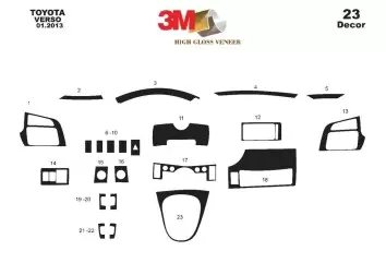 Toyota Verso R20 01.2013 Kit Rivestimento Cruscotto all'interno del veicolo Cruscotti personalizzati 23-Decori