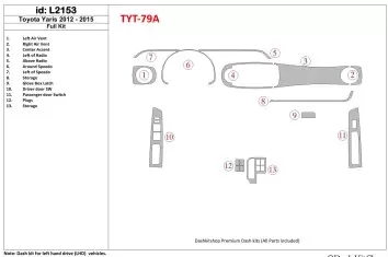 Toyota Yaris 2012-UP Full Set Interior BD Dash Trim Kit