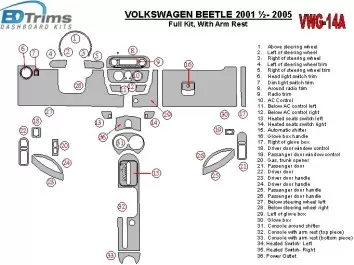 Volkswagen Beetle 2001-2005 Full Set Cruscotto BD Rivestimenti interni