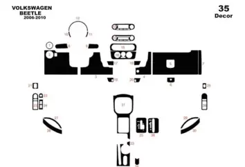 Volkswagen Beetle 2006-2010 3M 3D Interior Dashboard Trim Kit Dash Trim Dekor 35-Parts