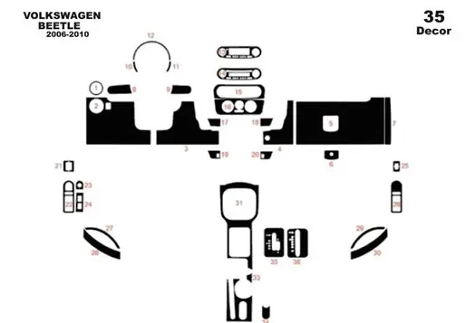 Volkswagen Beetle 2006-2010 3D Inleg dashboard Interieurset aansluitend en pasgemaakt op he 35-Teile