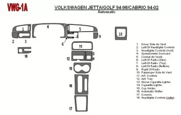 Volkswagen Cabrio 1994-2002 Automatic Gearbox, 18 Parts set BD innenausstattung armaturendekor cockpit dekor - 3- Cockpit Dekor 