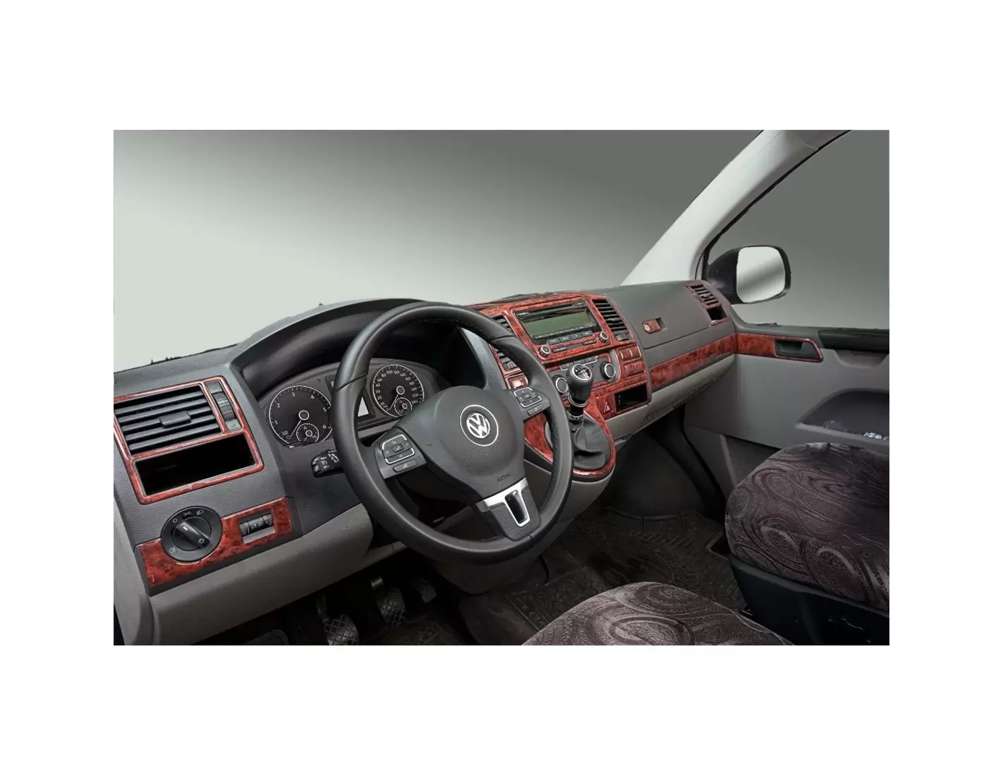 Volkswagen Carevelle T6 09.2009 3M 3D Interior Dashboard Trim Kit Dash Trim Dekor 37-Parts