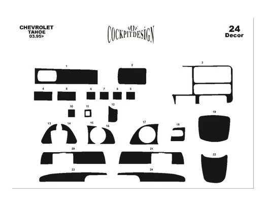 Chevrolet Tahoe 03.95-09.99 3M 3D Interior Dashboard Trim Kit Dash Trim Dekor 24-Parts
