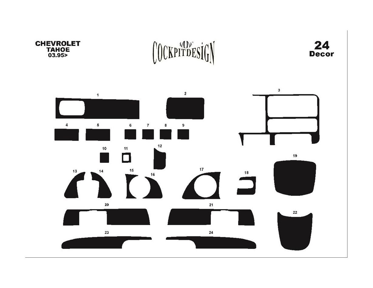 Chevrolet Tahoe 03.95-09.99 3M 3D Interior Dashboard Trim Kit Dash Trim Dekor 24-Parts