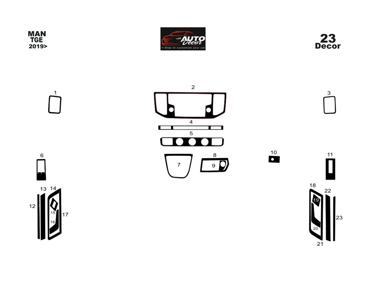 Volkswagen Crafter 2019 Kit Rivestimento Cruscotto all'interno del veicolo Cruscotti personalizzati 23-Decori