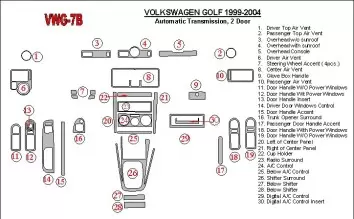 Volkswagen Golf 1999-2004 2 Doors, Automatic Gear Interior BD Dash Trim Kit