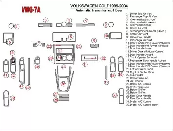 Volkswagen Golf 1999-2004 4 Doors, Automatic Gear Interior BD Dash Trim Kit