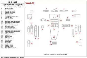 Volkswagen Golf 1999-2004 4 Doors, Manual Gear Box Interior BD Dash Trim Kit