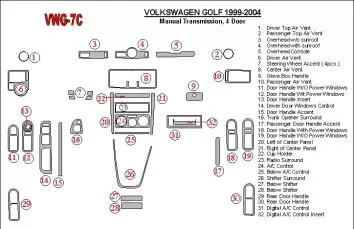 Volkswagen Golf 1999-2004 4 Doors, Manual Gear Box BD innenausstattung armaturendekor cockpit dekor - 2- Cockpit Dekor Innenraum