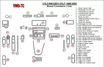 Volkswagen Golf 1999-2004 4 Doors, Manual Gear Box Interior BD Dash Trim Kit