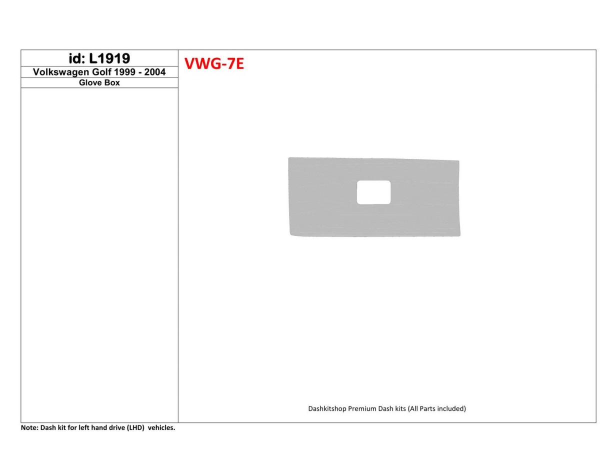 Volkswagen Golf 1999-2004 Optional glowe-box BD Interieur Dashboard Bekleding Volhouder