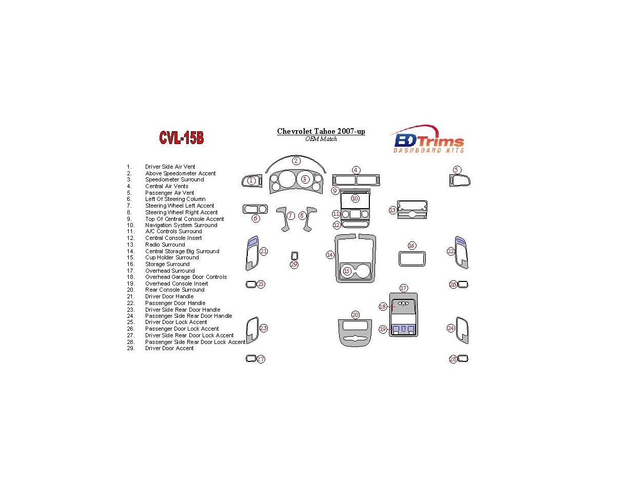 Chevrolet Tahoe 2007-UP OEM Compliance BD innenausstattung armaturendekor cockpit dekor - 1- Cockpit Dekor Innenraum
