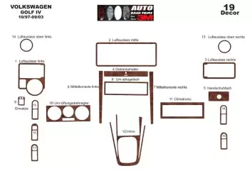 Volkswagen Golf IV 10.97-09.03 3M 3D Interior Dashboard Trim Kit Dash Trim Dekor 19-Parts