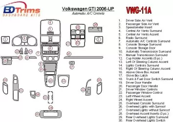 Volkswagen GTI 2006-UP Automatic Gearbox A/C Control Interior BD Dash Trim Kit