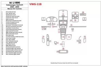 Volkswagen GTI 2006-UP Manual Gearbox A/C Control Interior BD Dash Trim Kit