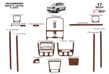 Volkswagen Golf V Jetta 10.03 - 10.08 3D Inleg dashboard Interieurset aansluitend en pasgemaakt op he 16 -Teile