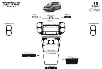 Volkswagen Golf VI Plus 09.2008 3M 3D Interior Dashboard Trim Kit Dash Trim Dekor 19-Parts